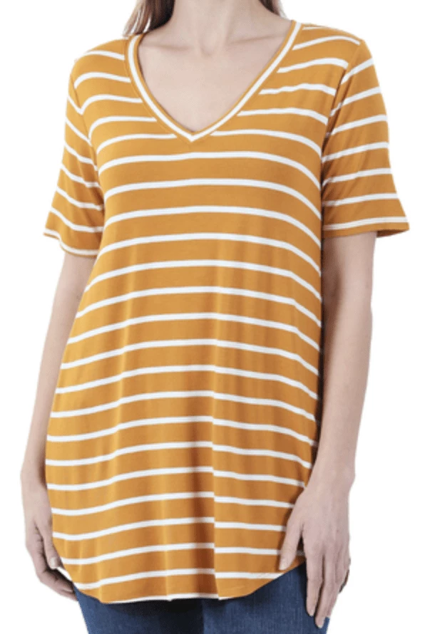 Zenana Apparel Laurel Stripe V-Neck 30 Zenana Apparel Laurel Stripe V-Neck