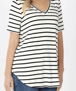 Zenana Apparel Laurel Stripe V-Neck 58 Zenana Apparel Laurel Stripe V-Neck