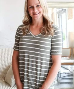 Zenana Apparel Laurel Stripe V-Neck 51 Zenana Apparel Laurel Stripe V-Neck