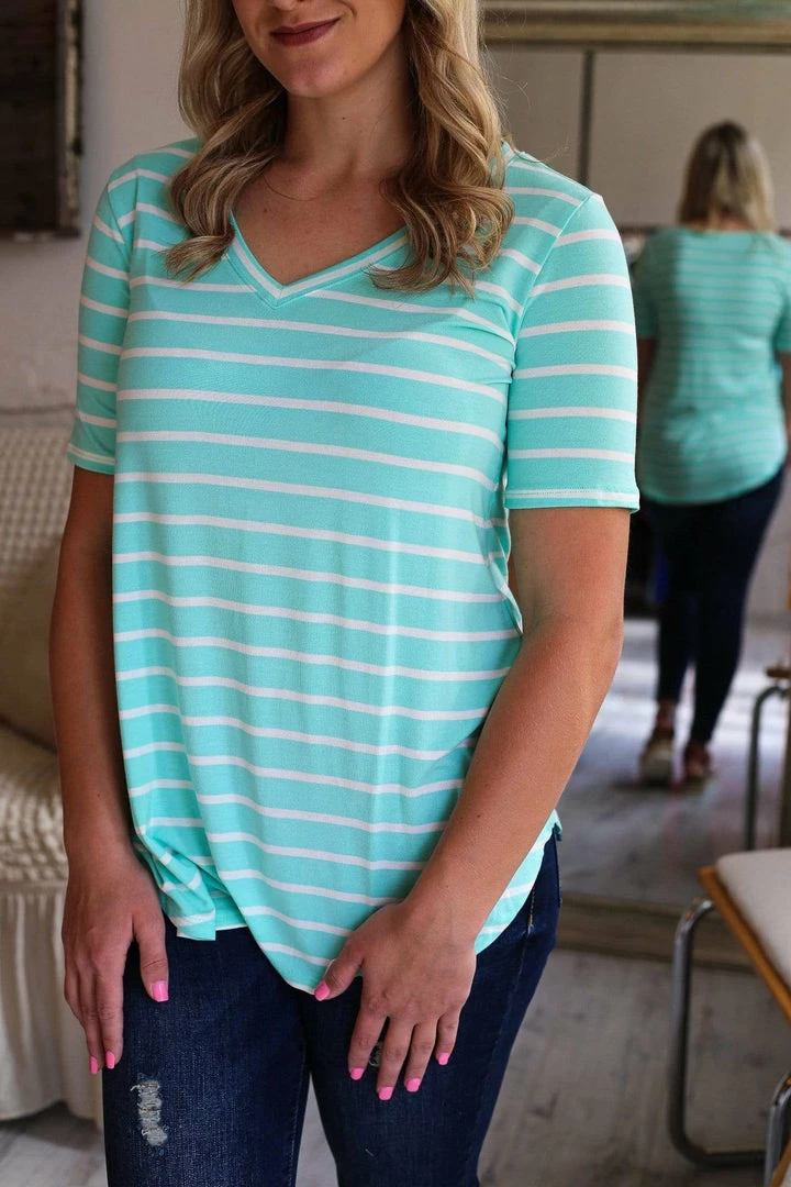 Zenana Apparel Laurel Stripe V-Neck 5 Zenana Apparel Laurel Stripe V-Neck