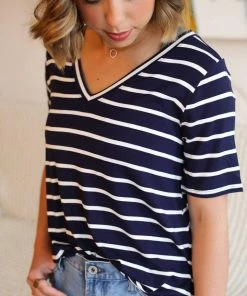 Zenana Apparel Laurel Stripe V-Neck 33 Zenana Apparel Laurel Stripe V-Neck
