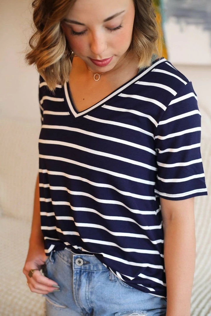 Zenana Apparel Laurel Stripe V-Neck 4 Zenana Apparel Laurel Stripe V-Neck
