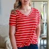 Zenana Apparel Laurel Stripe V-Neck