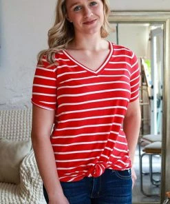 Zenana Apparel Laurel Stripe V-Neck