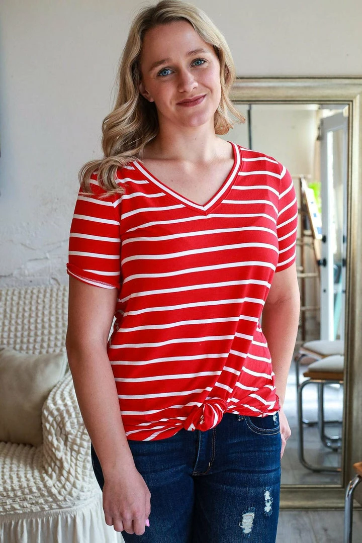 Zenana Apparel Laurel Stripe V-Neck 1 Zenana Apparel Laurel Stripe V-Neck