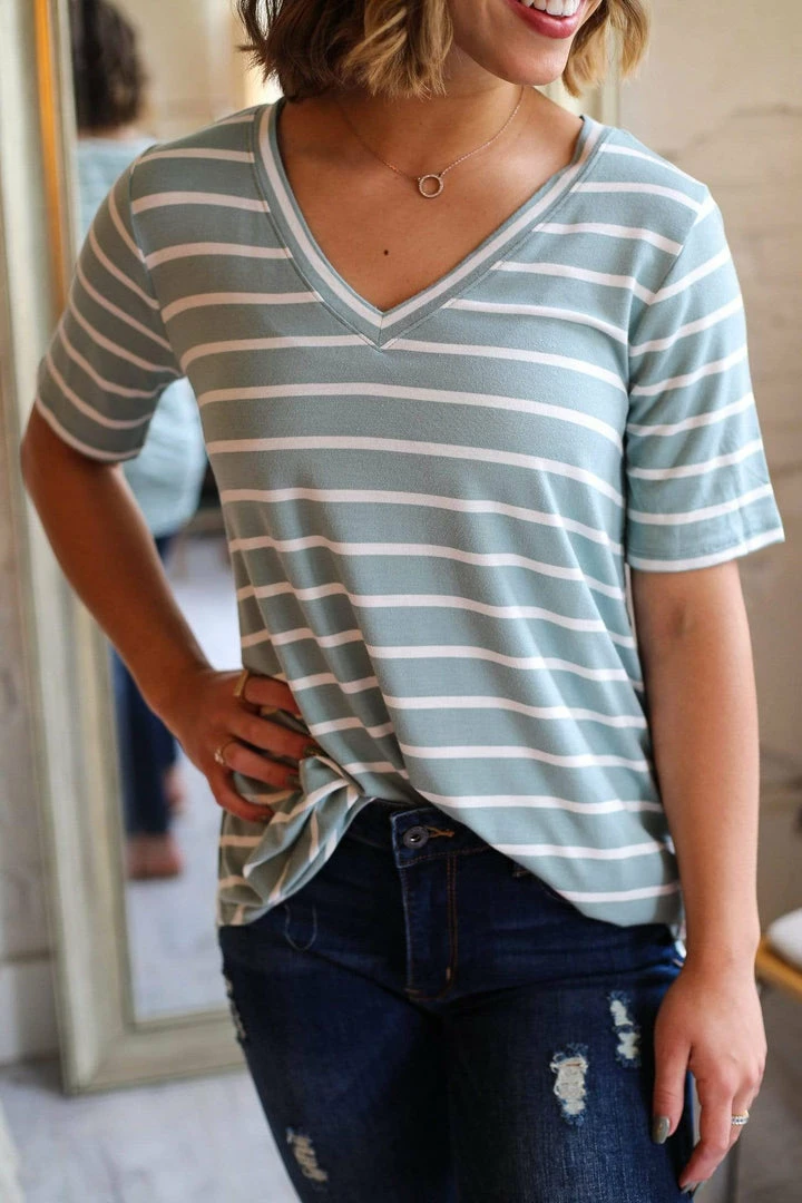 Zenana Apparel Laurel Stripe V-Neck 2 Zenana Apparel Laurel Stripe V-Neck